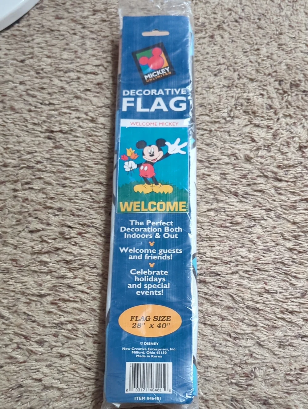 Disney Mickey Mouse Welcome Decorative Flag - Blue, Yellow, Red